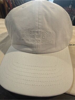 Margiela White Baseball Cap with Tonal Numeric Embroidery